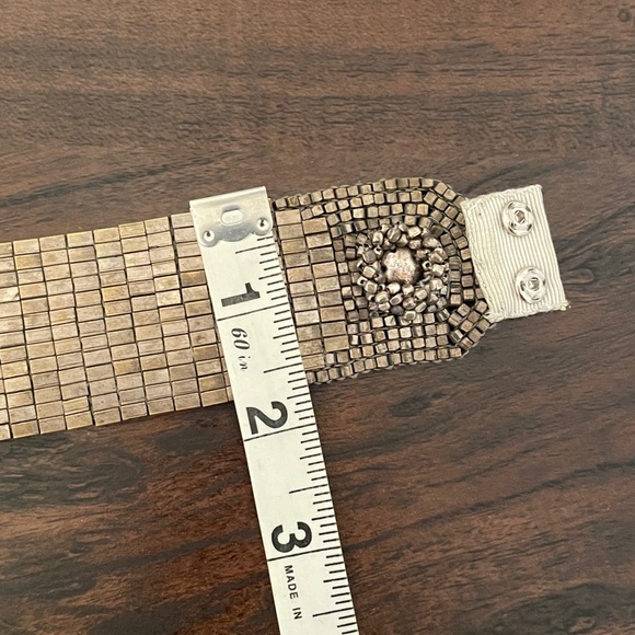 Elie Tahari boho bracelet silver metal beads S handmade in India - Picture 7 of 8